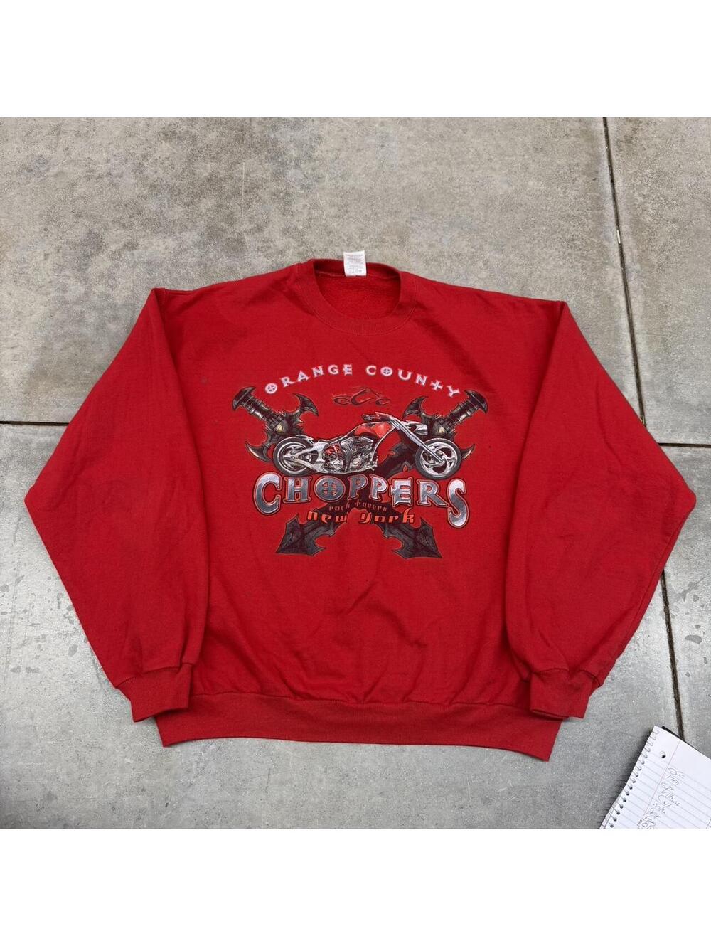 vintage orange county choppers red big logo sword crewneck size large
